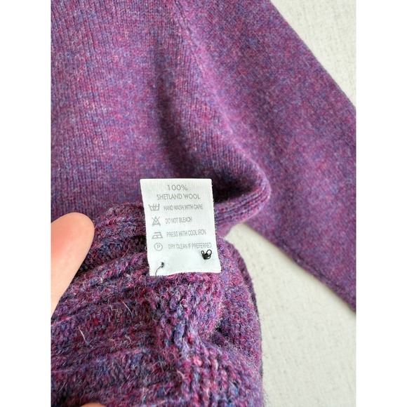O'Connell's Vintage Purple 100% Shetland Wool Crewneck Sweater Size 38 Small - Picture 4 of 5